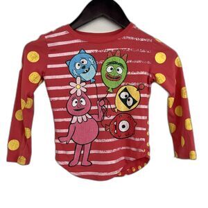 YO GABBA GABBA 2012 Glitter AOP Graphic Print Tee, Pink- Size 3T